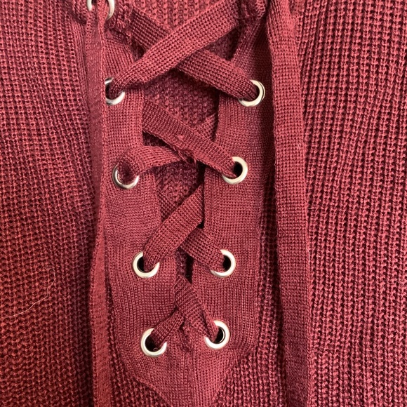 Burgundy knit sweater - Picture 3 of 5